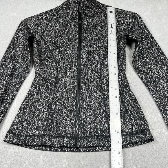 Lululemon Define Jacket Womens Size 2 Coco Pique Black White Full Zip Logo - Picture 8 of 12